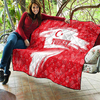 Turkey National Flag and Pattern Design Quilt with Red Brush Stroke Effect