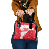 Turkey National Flag and Pattern Design Shoulder Handbag with Red Brush Stroke Effect