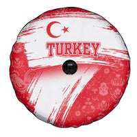 Turkey National Flag and Pattern Design Spare Tire Cover with Red Brush Stroke Effect