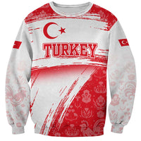 Turkey National Flag and Pattern Design Sweatshirt with Red Brush Stroke Effect