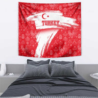 Turkey National Flag and Pattern Design Tapestry with Red Brush Stroke Effect