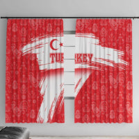 Turkey National Flag and Pattern Design Window Curtain with Red Brush Stroke Effect