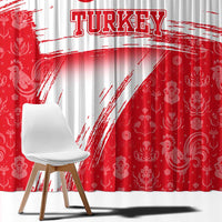 Turkey National Flag and Pattern Design Window Curtain with Red Brush Stroke Effect