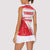 Turkey National Flag and Pattern Design Women Sleeveless Polo Shirt with Red Brush Stroke Effect