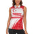 Turkey National Flag and Pattern Design Women Sleeveless Polo Shirt with Red Brush Stroke Effect