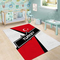 Turkey Flag and Modern Graphic Design Area Rug with Bold Red and Black Elements