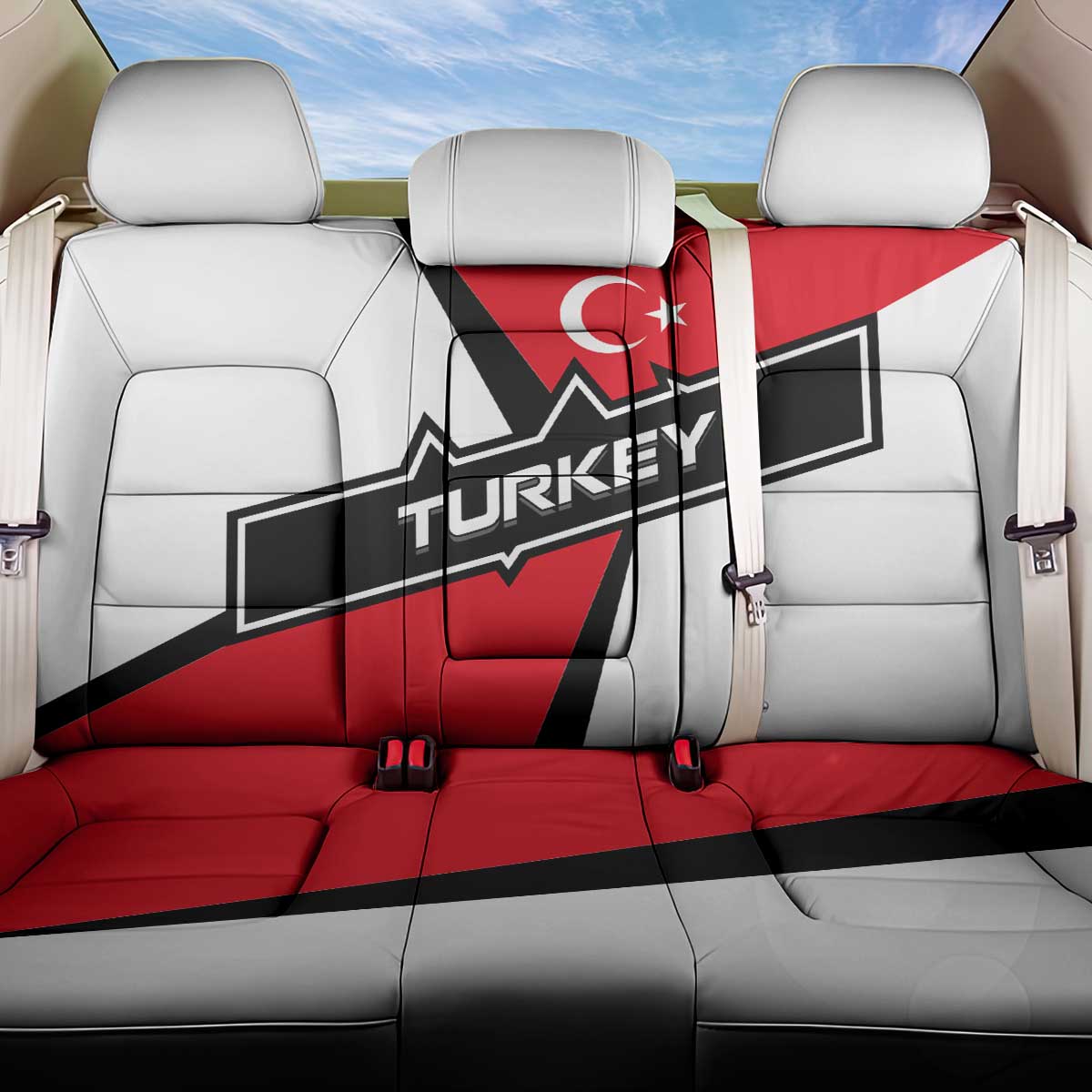 Turkey Flag and Modern Graphic Design Back Car Seat Cover with Bold Red and Black Elements