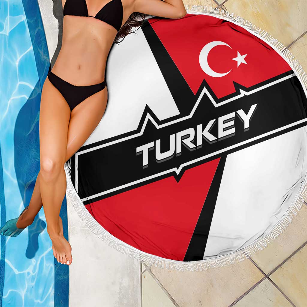 Turkey Flag and Modern Graphic Design Beach Blanket with Bold Red and Black Elements