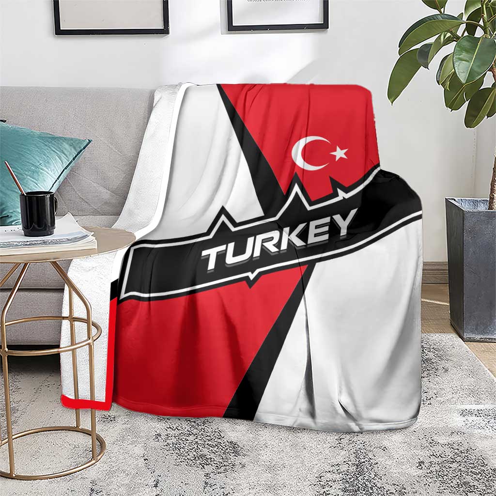 Turkey Flag and Modern Graphic Design Blanket with Bold Red and Black Elements