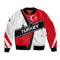 Turkey Flag and Modern Graphic Design Bomber Jacket with Bold Red and Black Elements