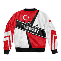 Turkey Flag and Modern Graphic Design Bomber Jacket with Bold Red and Black Elements
