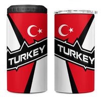 Turkey Flag and Modern Graphic Design 4 in 1 Can Cooler Tumbler with Bold Red and Black Elements
