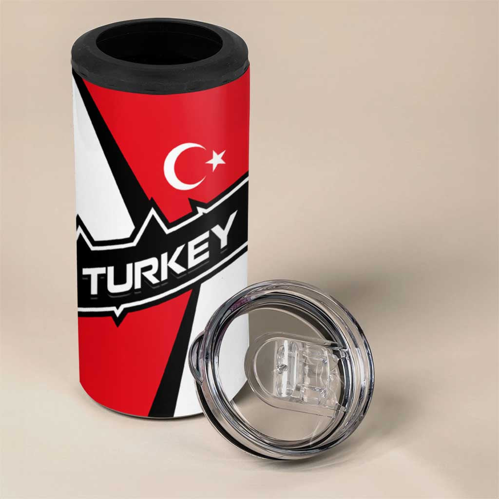 Turkey Flag and Modern Graphic Design 4 in 1 Can Cooler Tumbler with Bold Red and Black Elements