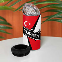 Turkey Flag and Modern Graphic Design 4 in 1 Can Cooler Tumbler with Bold Red and Black Elements