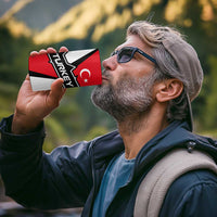 Turkey Flag and Modern Graphic Design 4 in 1 Can Cooler Tumbler with Bold Red and Black Elements