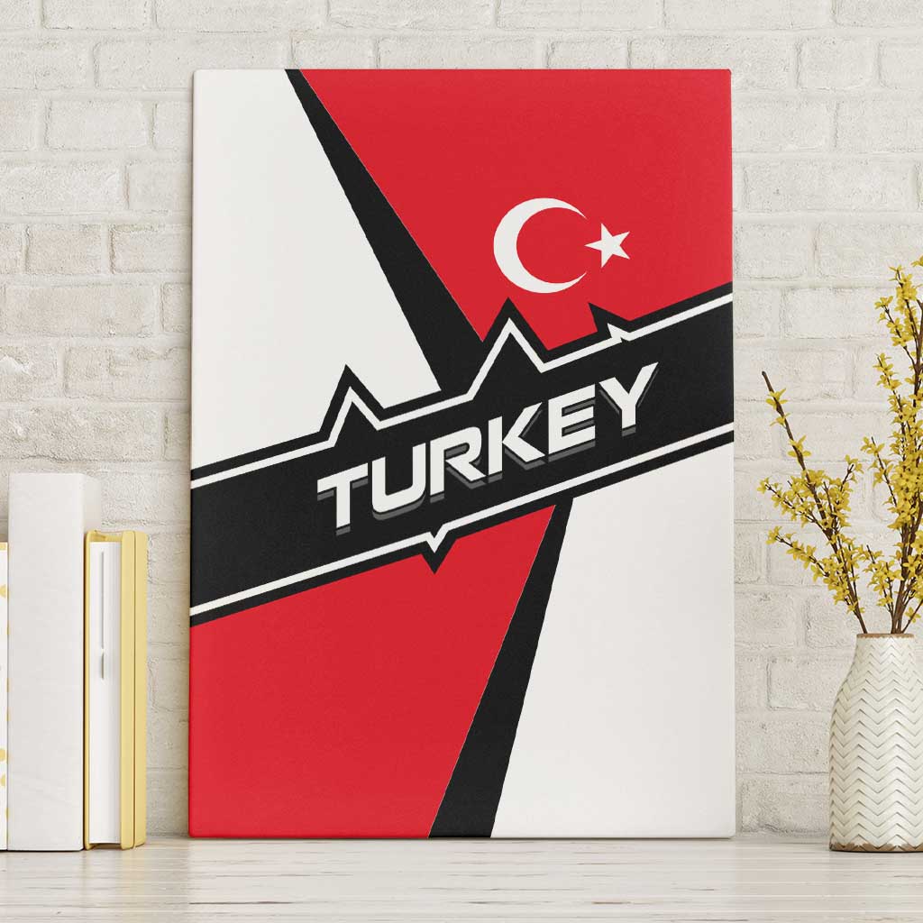 Turkey Flag and Modern Graphic Design Canvas Wall Art with Bold Red and Black Elements