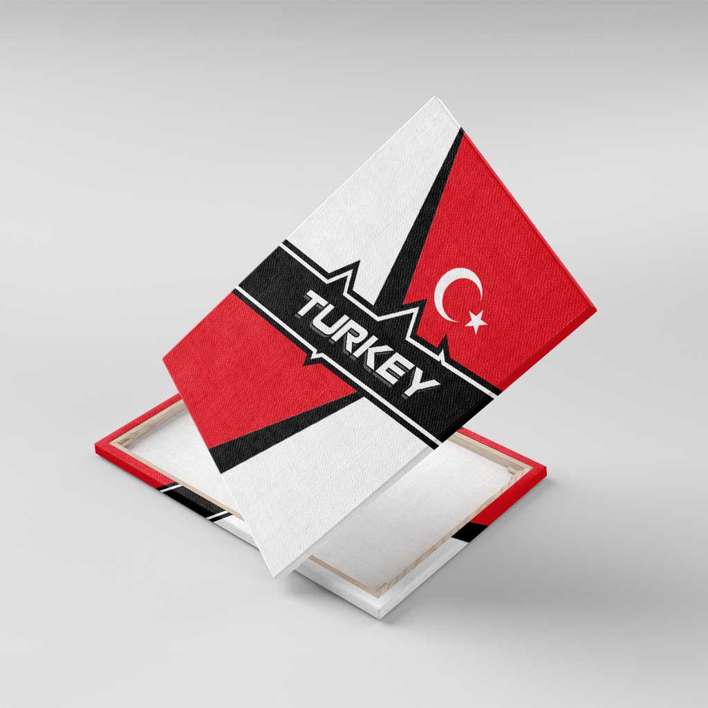 Turkey Flag and Modern Graphic Design Canvas Wall Art with Bold Red and Black Elements