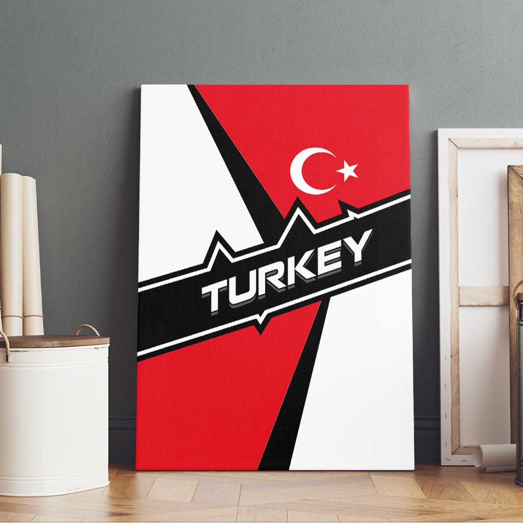 Turkey Flag and Modern Graphic Design Canvas Wall Art with Bold Red and Black Elements