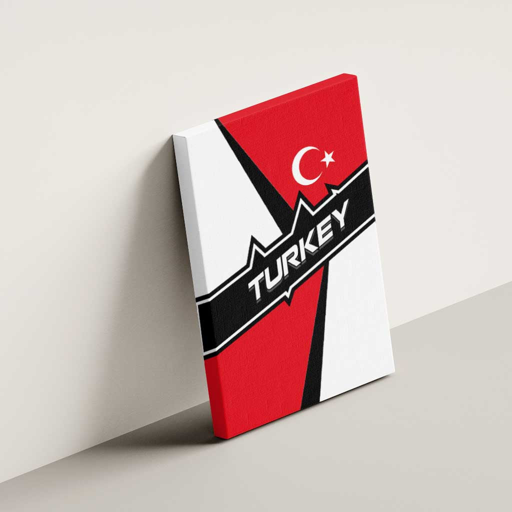 Turkey Flag and Modern Graphic Design Canvas Wall Art with Bold Red and Black Elements
