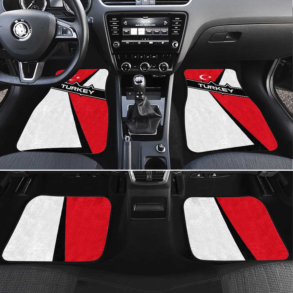 Turkey Flag and Modern Graphic Design Car Mats with Bold Red and Black Elements