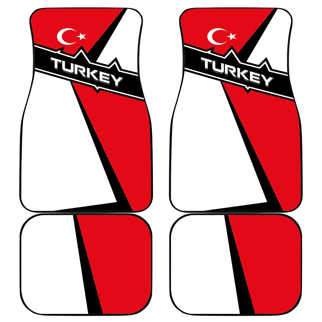 Turkey Flag and Modern Graphic Design Car Mats with Bold Red and Black Elements