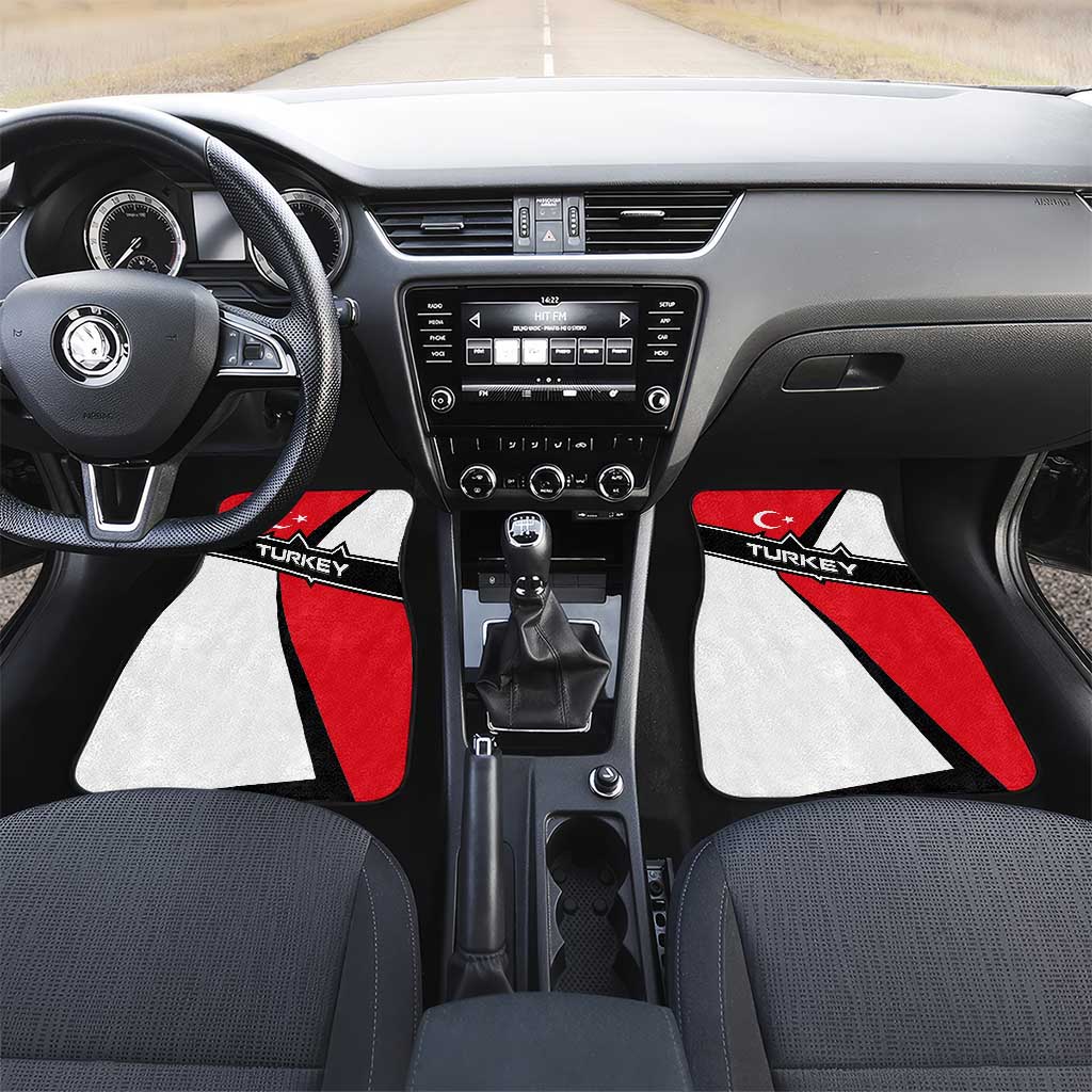 Turkey Flag and Modern Graphic Design Car Mats with Bold Red and Black Elements