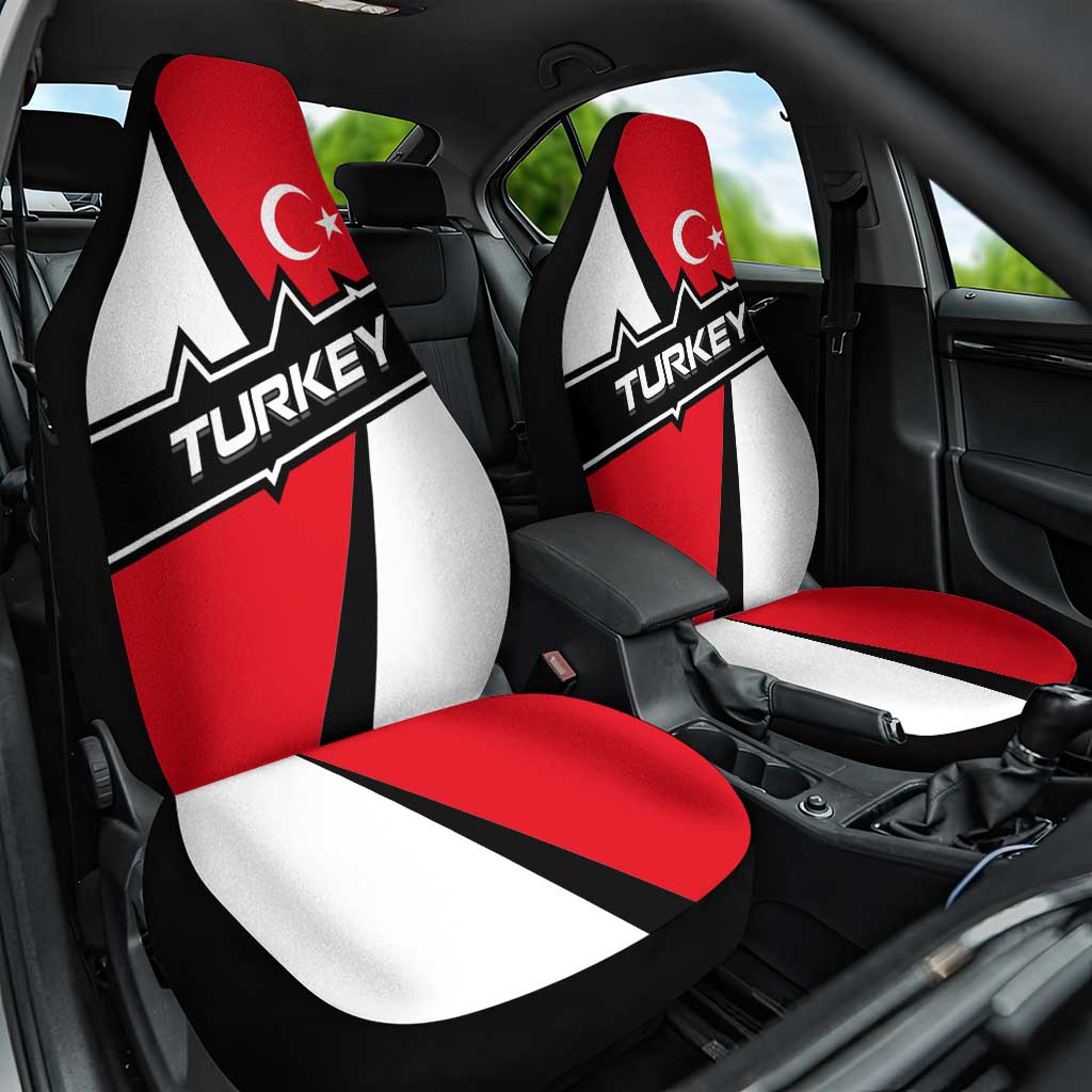 Turkey Flag and Modern Graphic Design Car Seat Cover with Bold Red and Black Elements