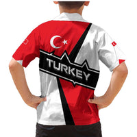 Turkey Flag and Modern Graphic Design Family Matching Mermaid Dress and Hawaiian Shirt with Bold Red and Black Elements