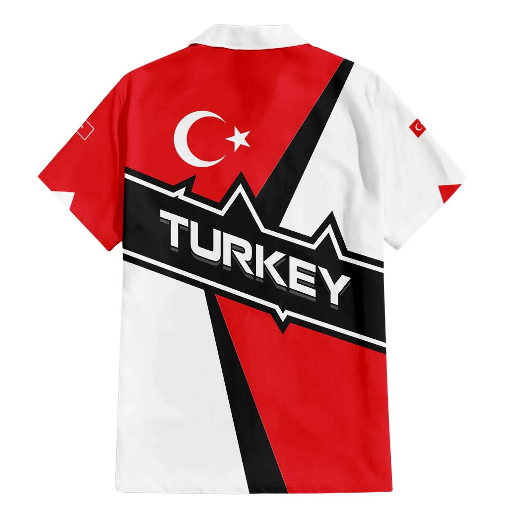 Turkey Flag and Modern Graphic Design Family Matching Mermaid Dress and Hawaiian Shirt with Bold Red and Black Elements