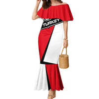 Turkey Flag and Modern Graphic Design Family Matching Mermaid Dress and Hawaiian Shirt with Bold Red and Black Elements