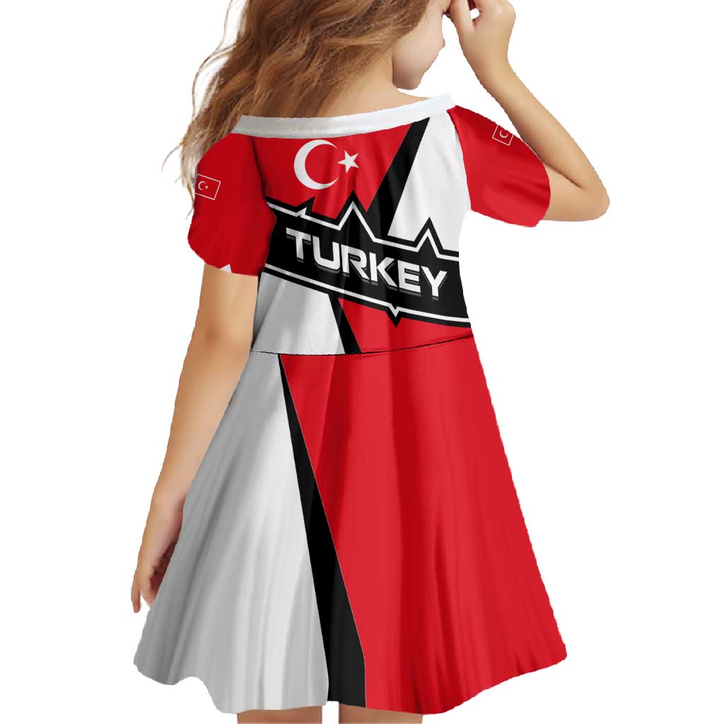 Turkey Flag and Modern Graphic Design Family Matching Off Shoulder Maxi Dress and Hawaiian Shirt with Bold Red and Black Elements