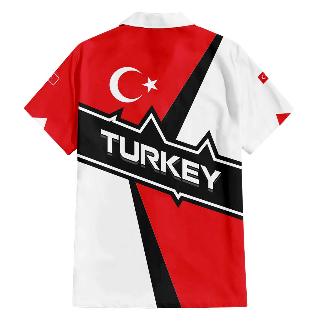 Turkey Flag and Modern Graphic Design Family Matching Puletasi and Hawaiian Shirt with Bold Red and Black Elements