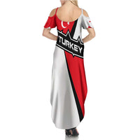 Turkey Flag and Modern Graphic Design Family Matching Summer Maxi Dress and Hawaiian Shirt with Bold Red and Black Elements