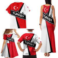 Turkey Flag and Modern Graphic Design Family Matching Tank Maxi Dress and Hawaiian Shirt with Bold Red and Black Elements