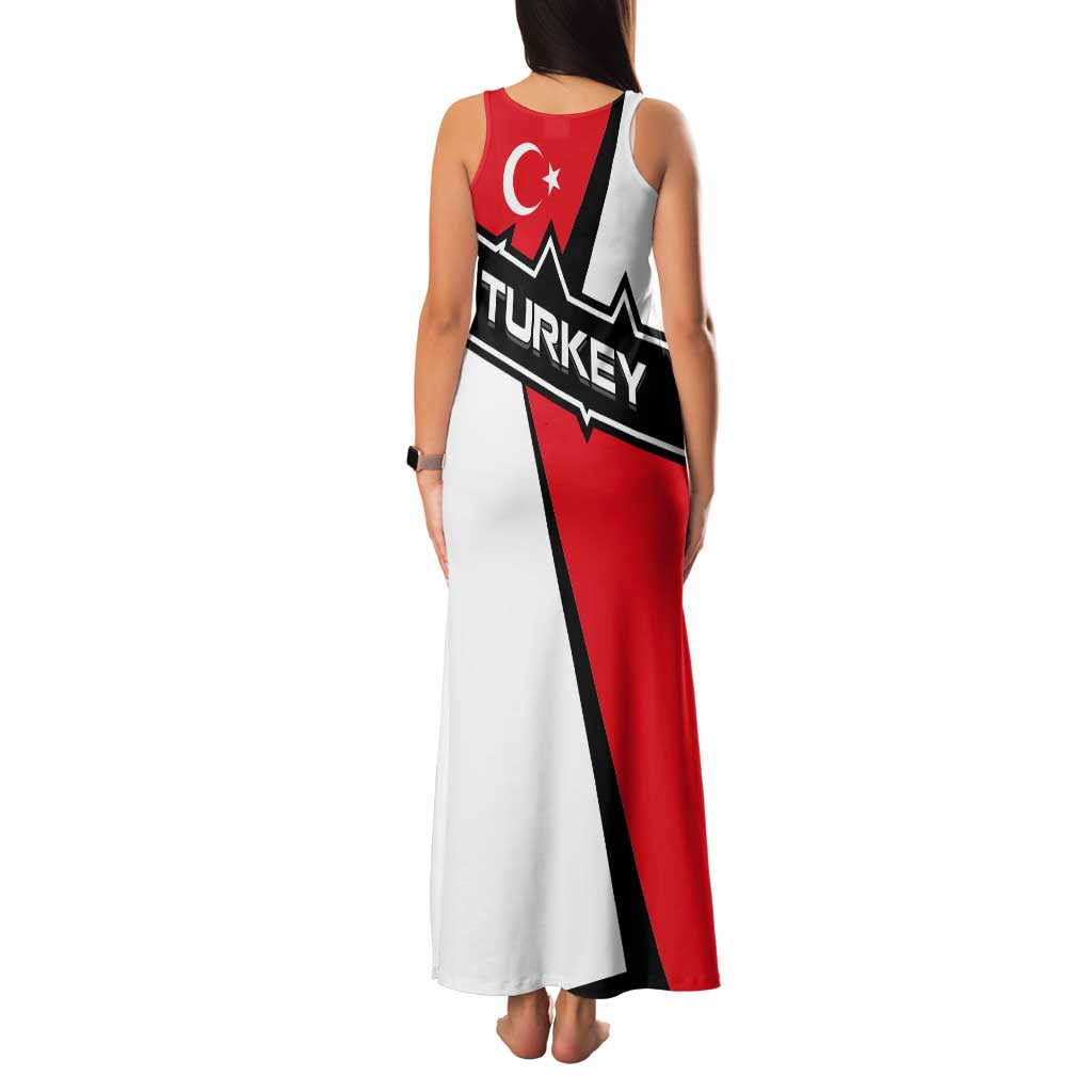 Turkey Flag and Modern Graphic Design Family Matching Tank Maxi Dress and Hawaiian Shirt with Bold Red and Black Elements
