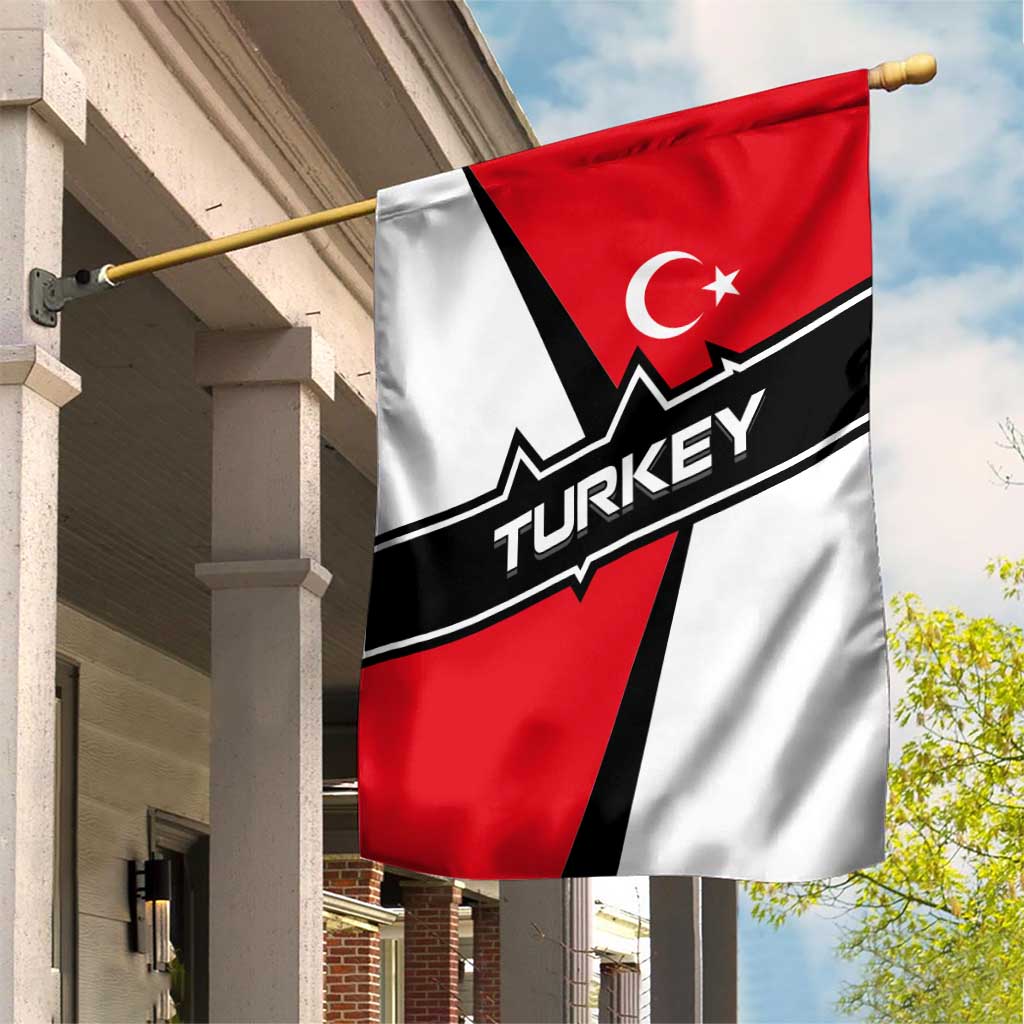 Turkey Flag and Modern Graphic Design Garden Flag with Bold Red and Black Elements