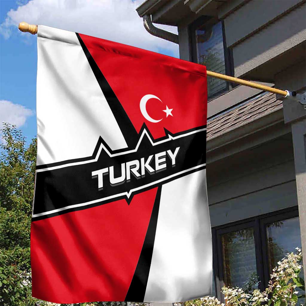 Turkey Flag and Modern Graphic Design Garden Flag with Bold Red and Black Elements