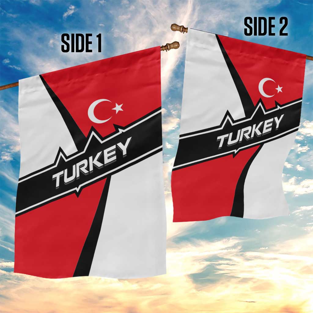 Turkey Flag and Modern Graphic Design Garden Flag with Bold Red and Black Elements