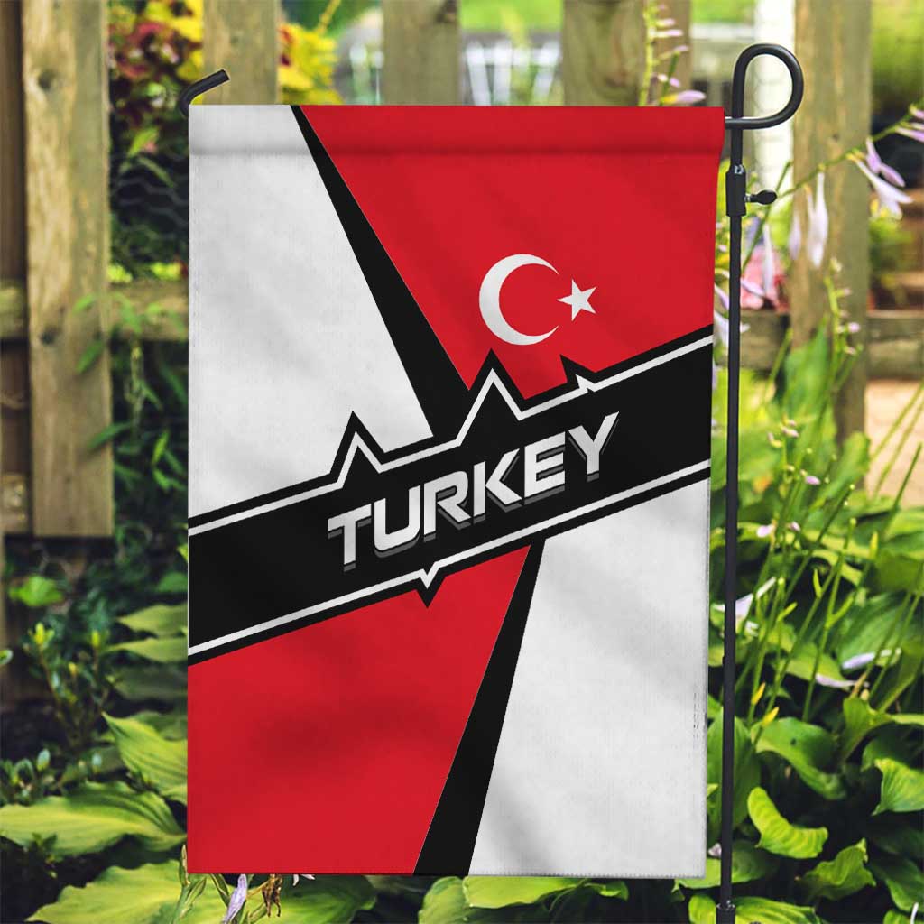 Turkey Flag and Modern Graphic Design Garden Flag with Bold Red and Black Elements