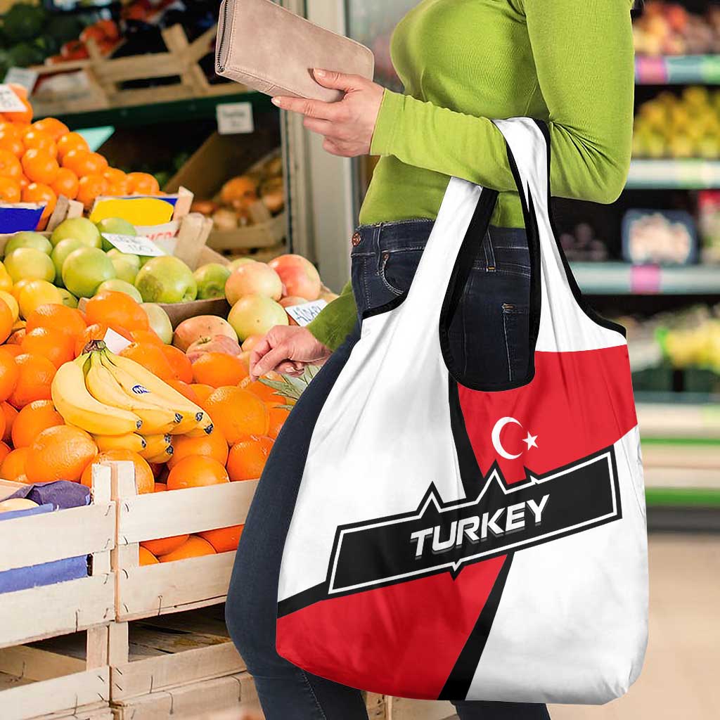 Turkey Flag and Modern Graphic Design Grocery Bag with Bold Red and Black Elements