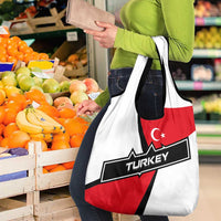 Turkey Flag and Modern Graphic Design Grocery Bag with Bold Red and Black Elements