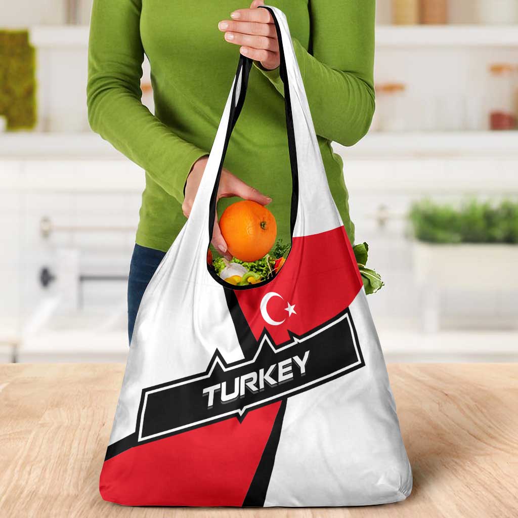 Turkey Flag and Modern Graphic Design Grocery Bag with Bold Red and Black Elements
