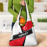 Turkey Flag and Modern Graphic Design Grocery Bag with Bold Red and Black Elements
