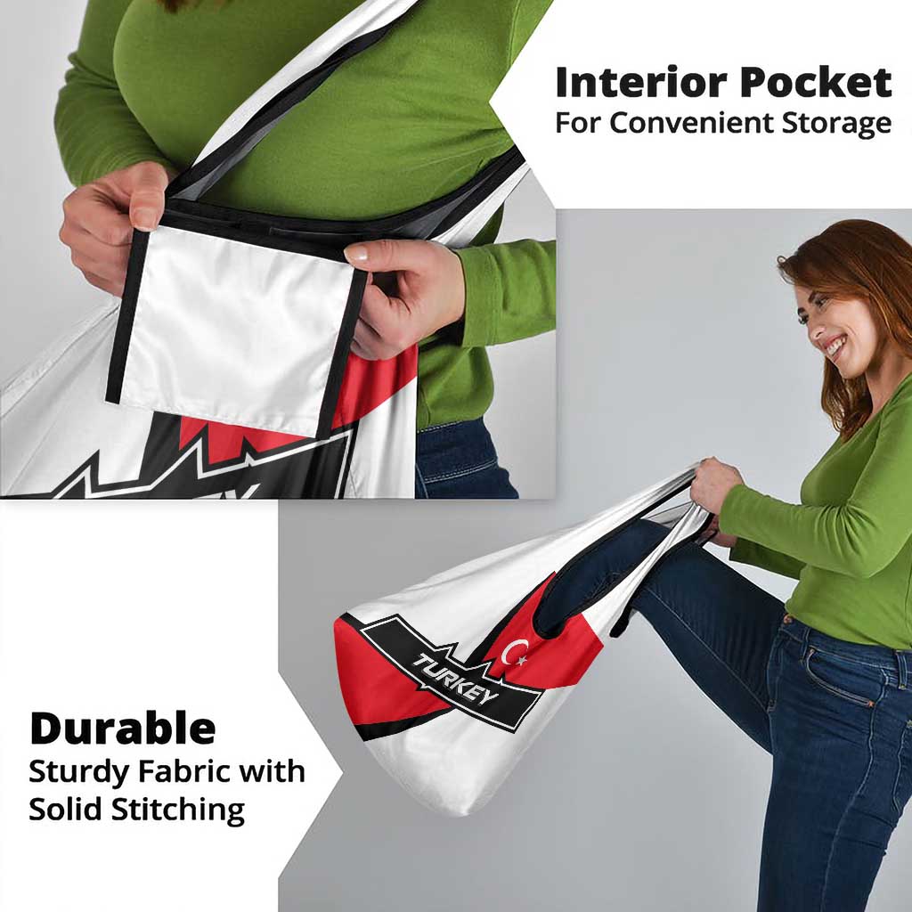 Turkey Flag and Modern Graphic Design Grocery Bag with Bold Red and Black Elements