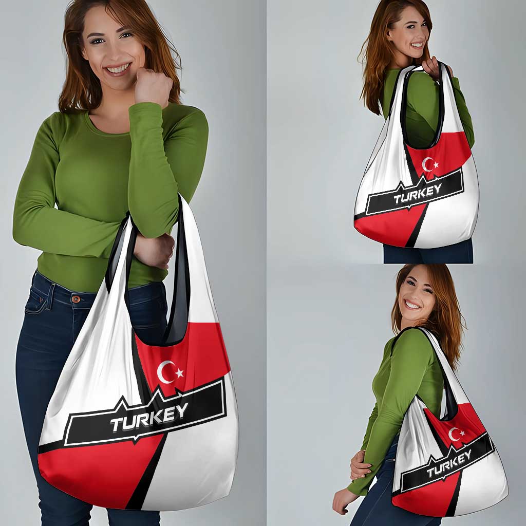 Turkey Flag and Modern Graphic Design Grocery Bag with Bold Red and Black Elements