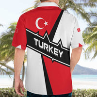 Turkey Flag and Modern Graphic Design Hawaiian Shirt with Bold Red and Black Elements