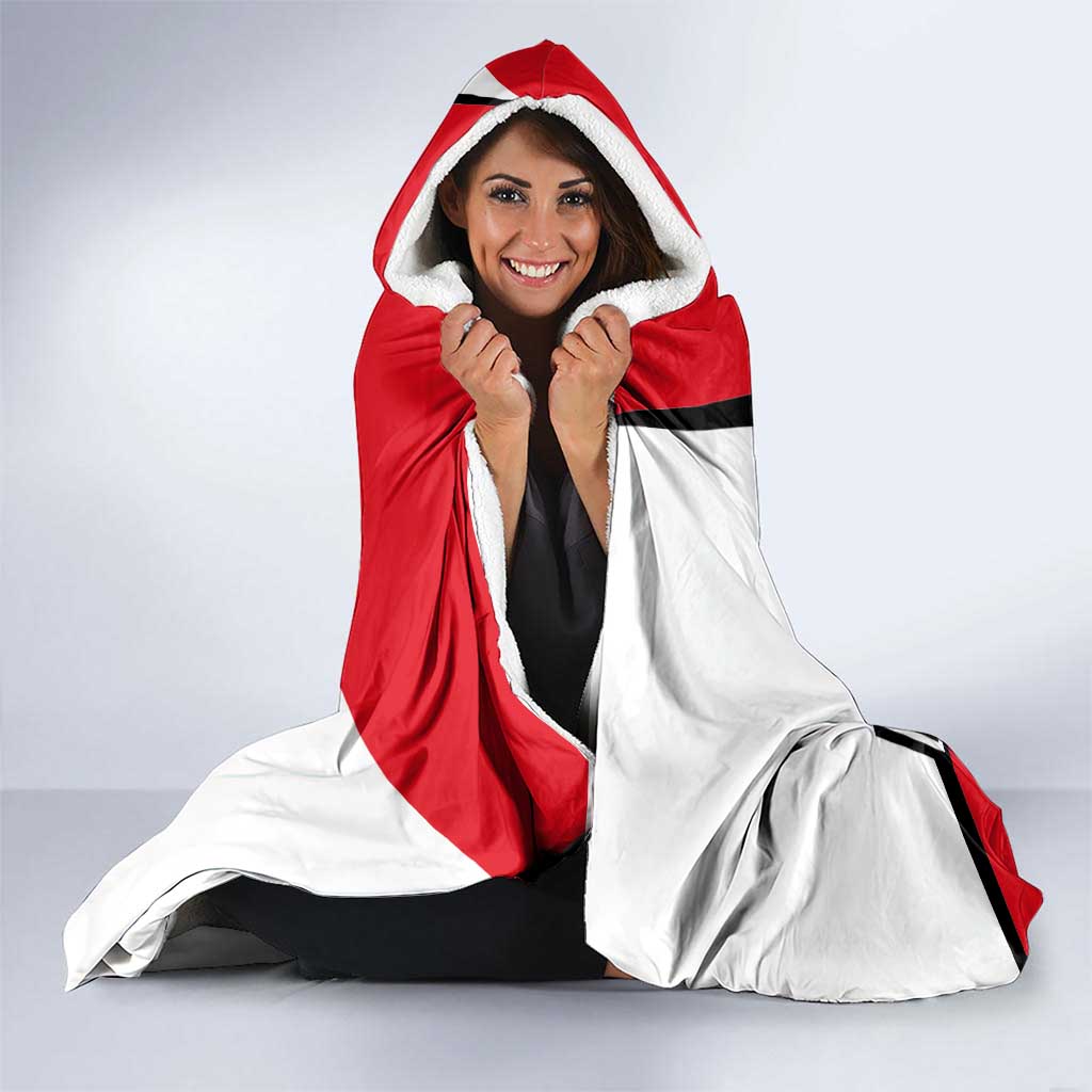 Turkey Flag and Modern Graphic Design Hooded Blanket with Bold Red and Black Elements