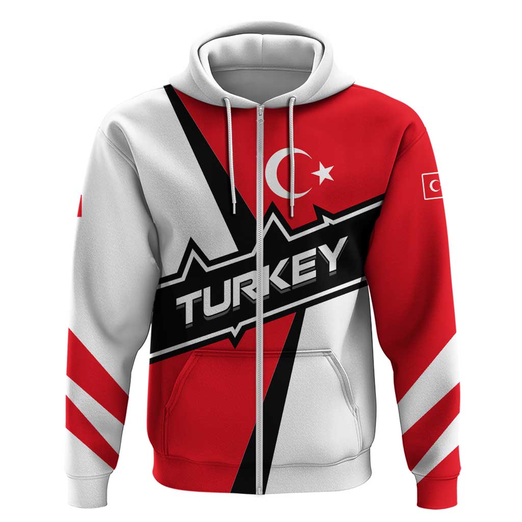 Turkey Flag and Modern Graphic Design Hoodie with Bold Red and Black Elements