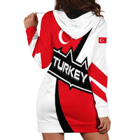 Turkey Flag and Modern Graphic Design Hoodie Dress with Bold Red and Black Elements