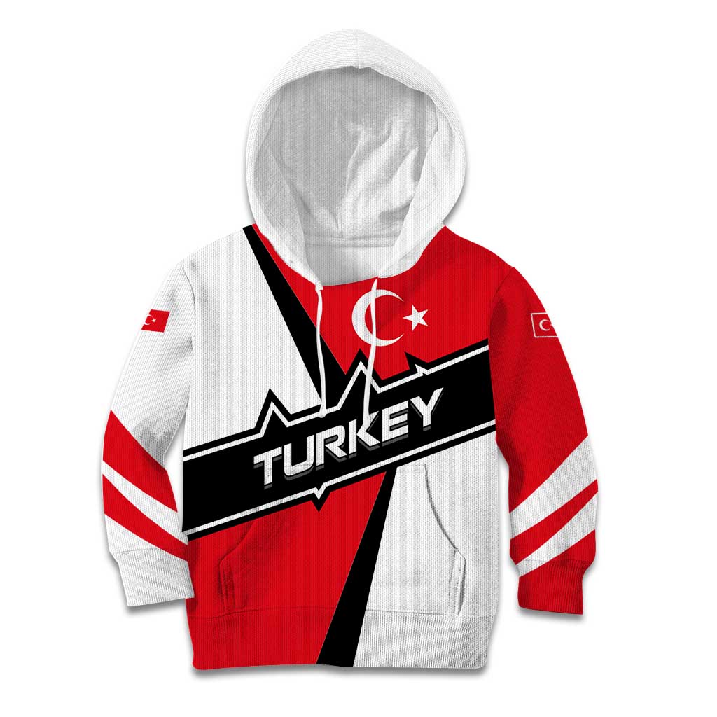 Turkey Flag and Modern Graphic Design Kid Hoodie with Bold Red and Black Elements